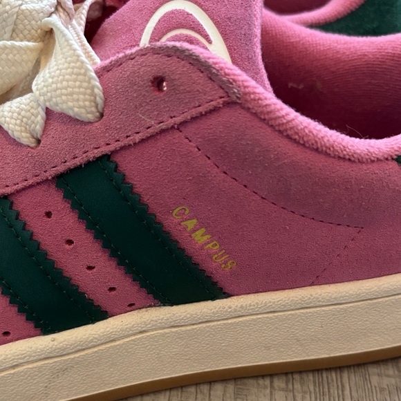 Adidas Pink and Green Campus Sneakers - Picture 3 of 6